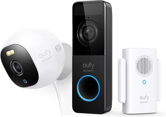 eufy Security -Video Deurbel C211 Wi-Fi + E220 indoor camera met 24/7 opname (incl 16GB SD Kaart)