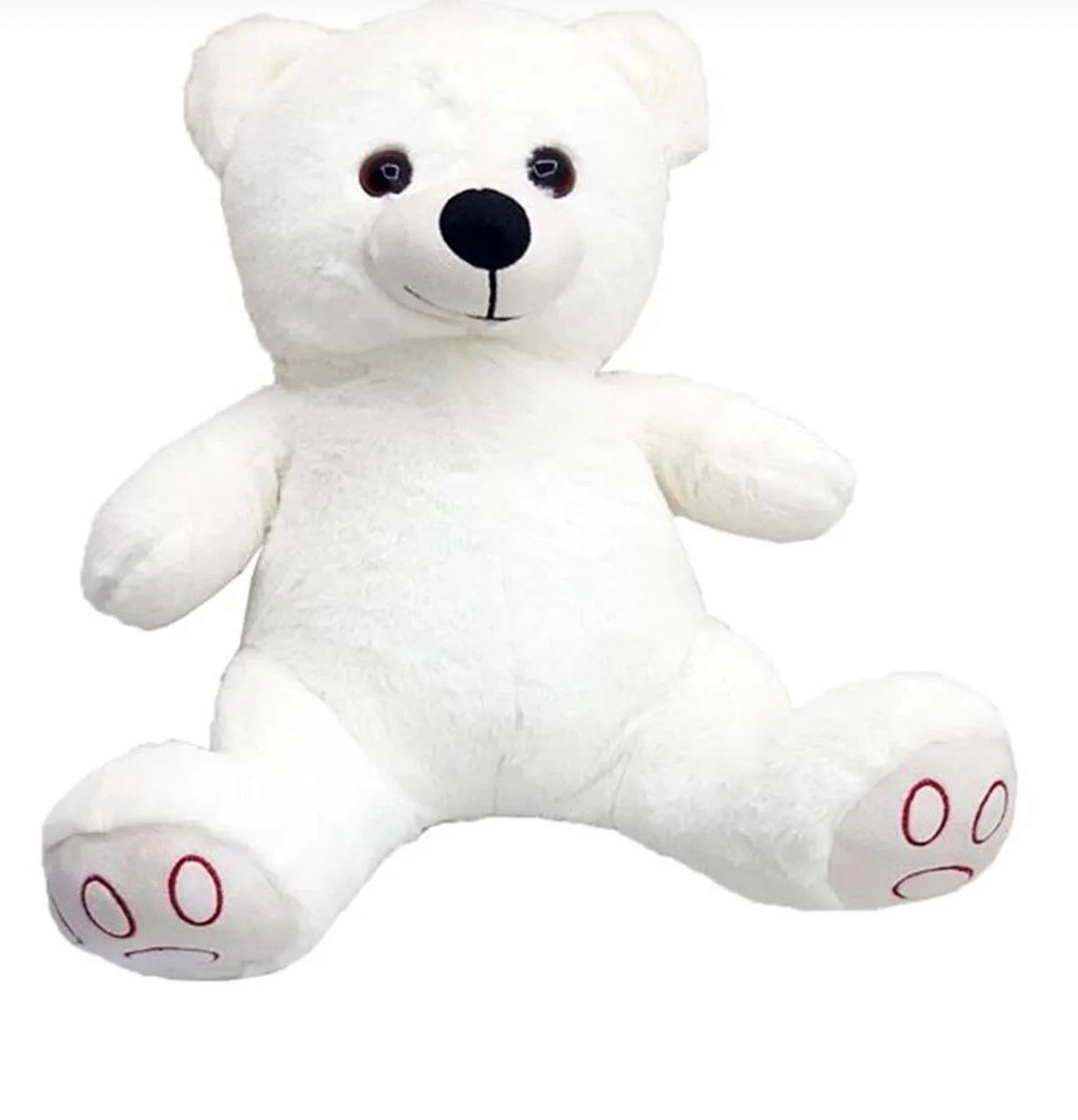 Pluche Beer 40cm - Teddybeer 40cm - Knuffelbeer - Beer pluche XL - Wit - met Kraalogen