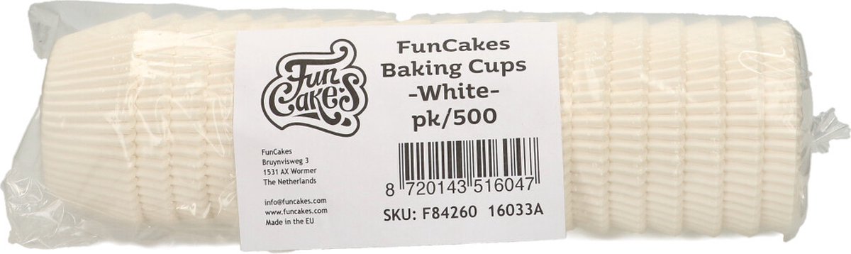 FunCakes Baking Cups Papier - Wit - 500 Stuks - Cupcake en Muffin Vormpjes