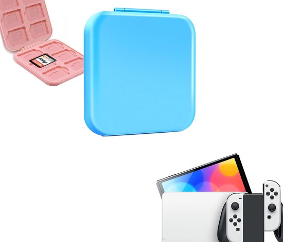 Gadgetpoint | Cassettehouder | Spelhouder | Opberg box | Cassette box | Accessoires geschikt voor Nintendo Switch | Lichtblauw
