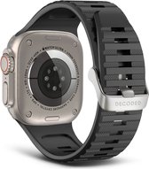 DECODED Siliconen Apple Watch Ultra Sport Bandje - Geschikt voor Grote Series 1-9 / SE / Ultra Modellen - Waterproof en Sterke Sluiting - Graphene Zwart