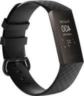 New Age Devi - "Zwarte Siliconen {Smartwatch Bandje / Polsband / Armband} - Geschikt voor Fitbit Charge 3 - Maat: L"
