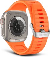 DECODED Bracelet Apple Watch Ultra Sport en Siliconen - Convient aux Grands Modèles Séries 1-9 / SE / Ultra - Fermeture étanche et Solide - Oranje Abricot