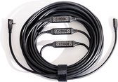 IQwire Carbon Black, 15m tetherkabel, met 3 Boosters, low profile intelliconnect USB-C connectoren in metalen behuizing, camerakant haakse connector