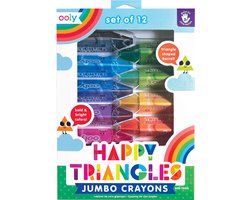 Ooly - Happy Triangles - Set Van 12 Jumbokrijtjes - De Krijtjes Hebben Een Driehoekige Vorm - Door De Driehoekige Vorm Rollen Ze Niet Weg - Makkelijk Vast Te Houden Voor Kleine Handjes - Veilig En Niet Giftig - Geschikt Vanaf 3 Jaar