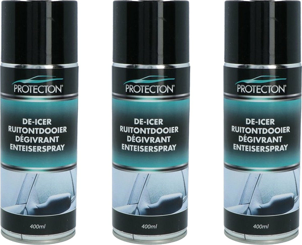 Protecton Ruitenontdooier spray - 3x - voor auto - 400 ml - antivries sprays - winter/vorst/bevriezen