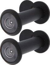 AMIG deurspion/kijkgat - 2x - zwart messing - deurdikte 60 tot 85mm - 160 graden kijkhoek