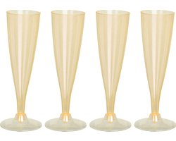 EH Prosecco/champagneglazen - 4x - geel - kunststof - 130 ml - herbruikbaar