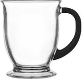 Glasmark Koffie glazen - 6x - met oor - zwart - 400 ml - latte macchiato glazen