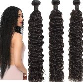 Frazimashop- Braziliaanse remy weave - 24 inch water diep golf weave - kleur 1b human hair extensions - natuurlijk zwart echt menselijke haren 100 gram per 1stuk