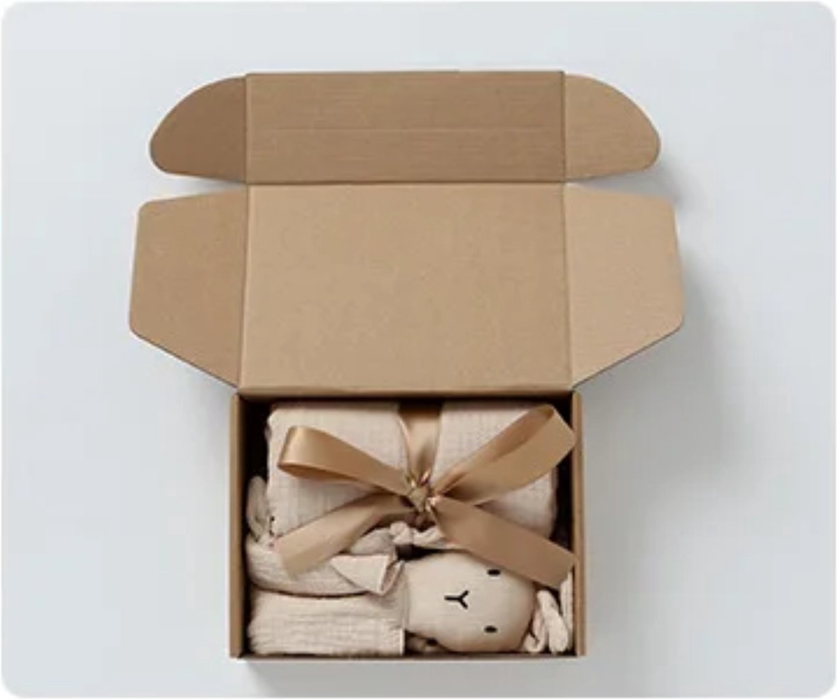 Goedkoopste Baby Geschenk Set - 4-delig Kraamcadeau - Beige - Unisex Baby Cadeau - Giftset - Babyshower - Kraamvisite