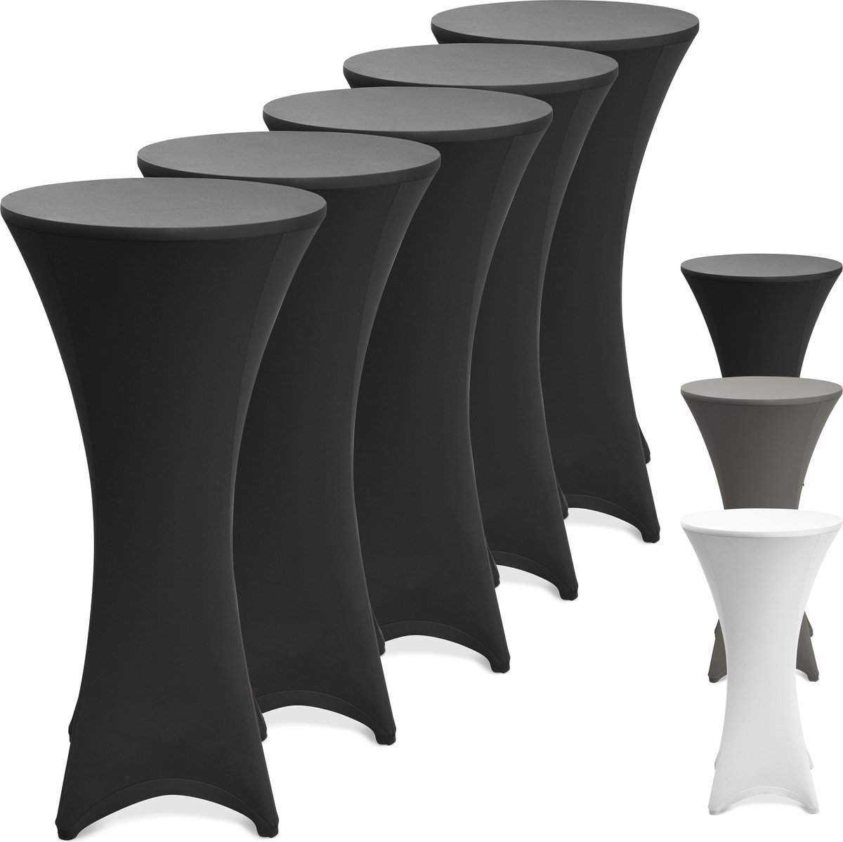 Beautissu Statafelhoes Stella Ø 70 cm statafelrok voor statafel – feest decoratie geschikt voor horeca – feestversiering stretch voor elk tafel – set van 5 zwart