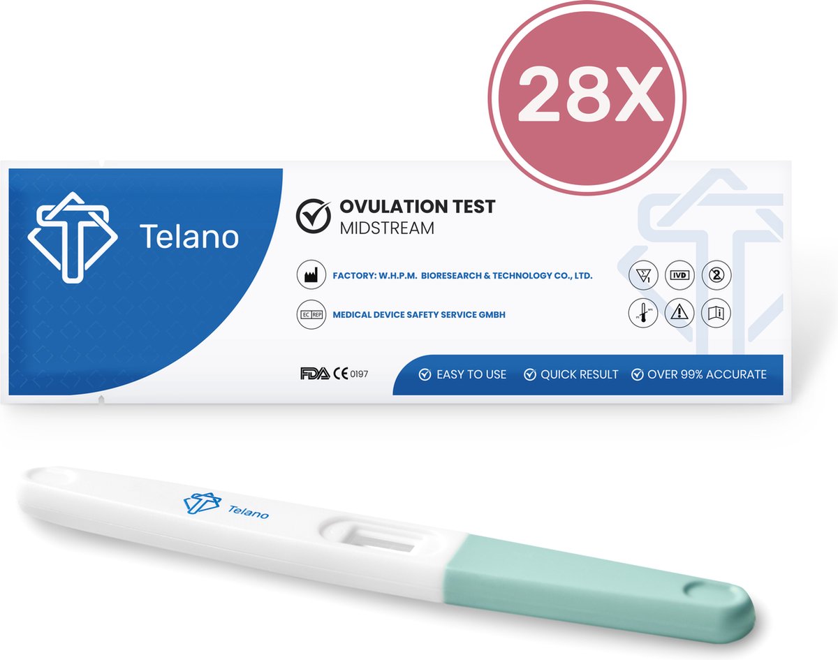 Goedkoopste Telano Ovulatietest Midstream 28 stuks Gevoelig - 1x Zwangerschapstest