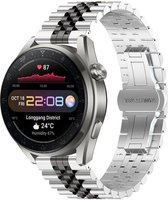 By Qubix 20mm - Stalen band - Zilver - zwart - Geschikt voor Huawei watch GT 2 (42mm) - Huawei watch GT 3 (42mm) - Huawei watch GT 3 Pro (43mm)