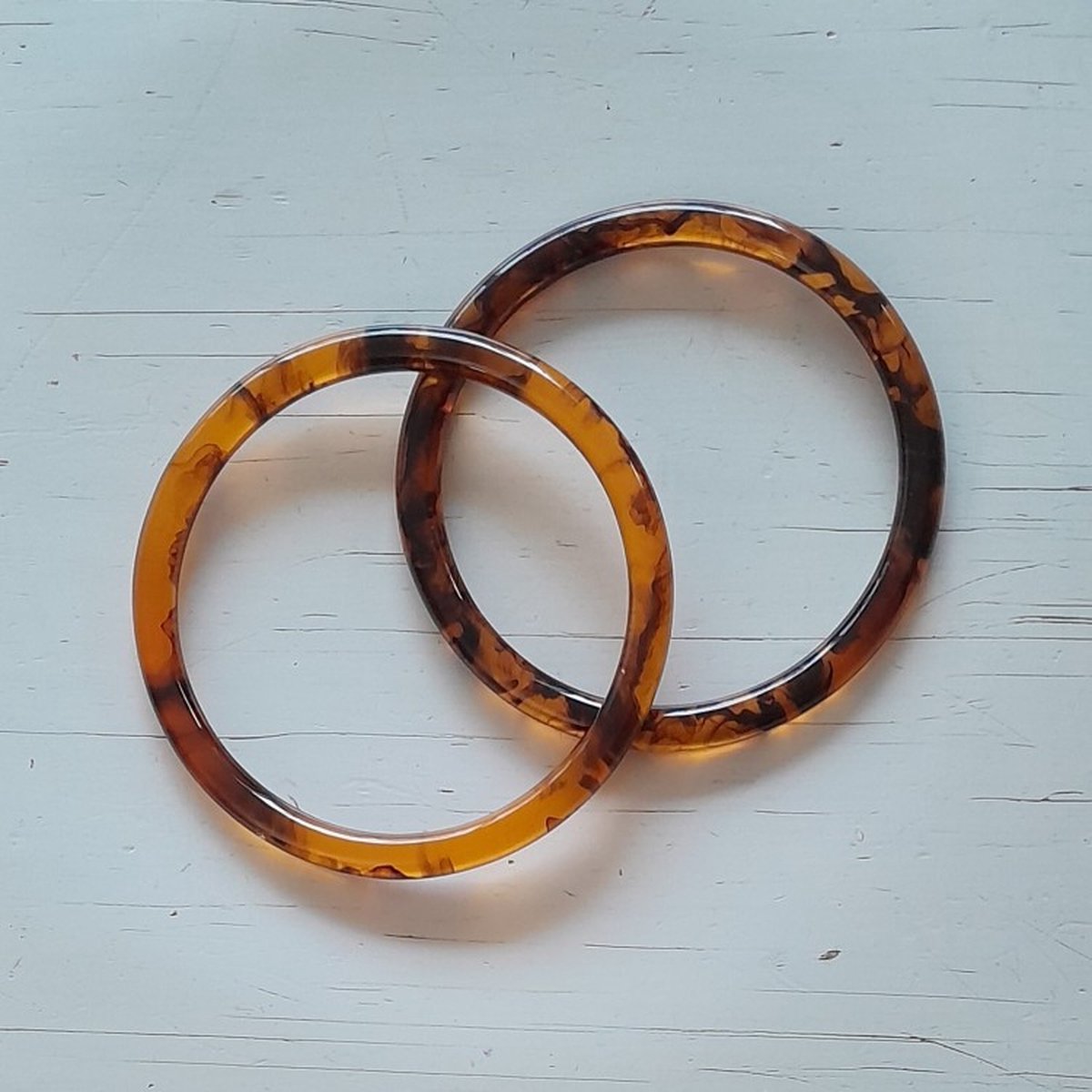 Acryl handvaten voor tas-rond-Bruin-Φ 13cm.-per paar-haken-macramé-breien-DIY tas