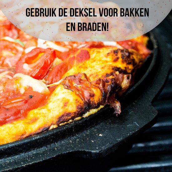 IRONO Dutch Oven - Pan Gietijzer - 9 Liter - Gietijzeren Pan BBQ 5-delig - Multifunctionele Kookset - Braadpan Gietijzer met Deksellifter - Bakpan - Kookpan - Outdoor Cooking - Cadeau