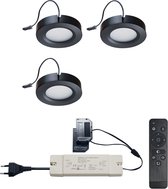 Ledisons Adria - 3 zwarte LED-opbouwspots met afstandsbediening - dimbaar - 3 jaar garantie - 2700K (extra warm-wit) - 200 Lumen 3W - IP45