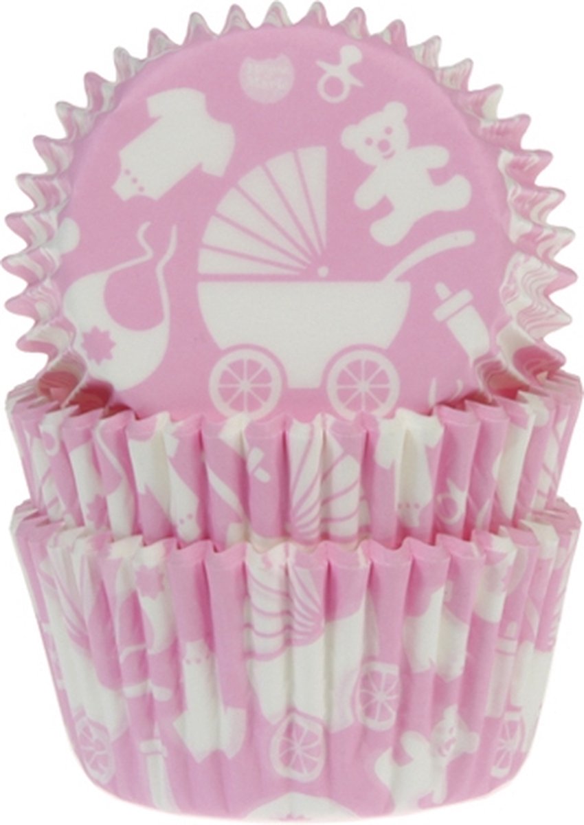House of Marie Cupcake Vormpjes - Baking Cups - Baby Roze - pk/50