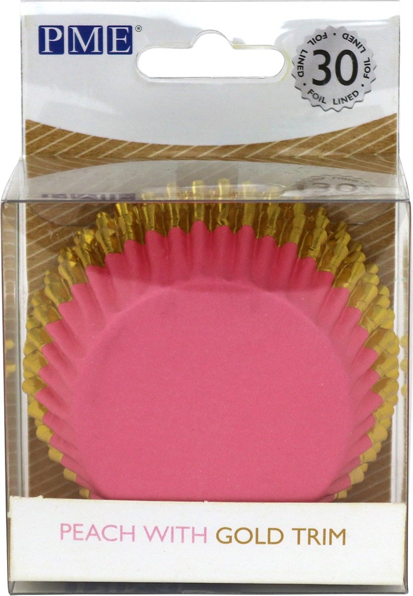 PME Cupcakevormpjes Roze met Gouden Rand pk/30