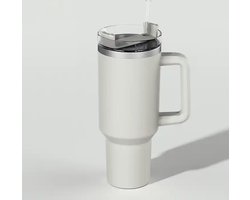 Repus - Thermos beker - Tumbler RVS met rietje - Outdoor - Auto - 40oz - 1183ML - Licht Grijs