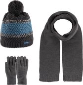 Kitti 3-Delig Winter Set | Muts met Fleecevoering - Sjaal - Handschoenen | 9-15 Jaar Jongens | K23180-09-02 | 002
