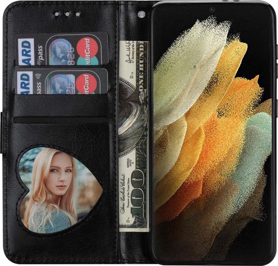 Étui Bookcase à Glitter Convient pour : Samsung Galaxy A54 avec fermeture éclair - étui - étui portefeuille - Zwart - ZT Accessoires