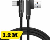 Swissten haakse Micro-USB naar USB kabel - 1.2M - Zwart