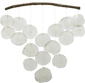 Decoris Decoratief hanger van capiz schelpen en drijfhout 2x51x56cm wit