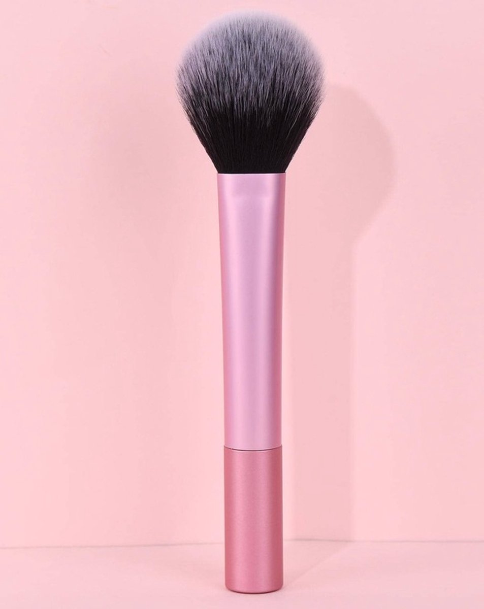Poederkwast make up - Roze luxe poeder kwast - Poederkwast groot - Poederkwasten - Blush brush - Blushkwast ronde kop - Powder brush makeup borstel