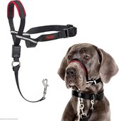 Optifit Hoofdharnas, groot formaat, voorkomt dat je hond aan de lijn trekt, eenvoudige aanpassing, licht, met gevoerde neusriem, anti-trekhalsband voor grote honden