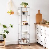 Heavy Duty Bathroom Shelving Unit, Metal, Holds up to 100 kg, with 5 PP Panels and Removable Hooks