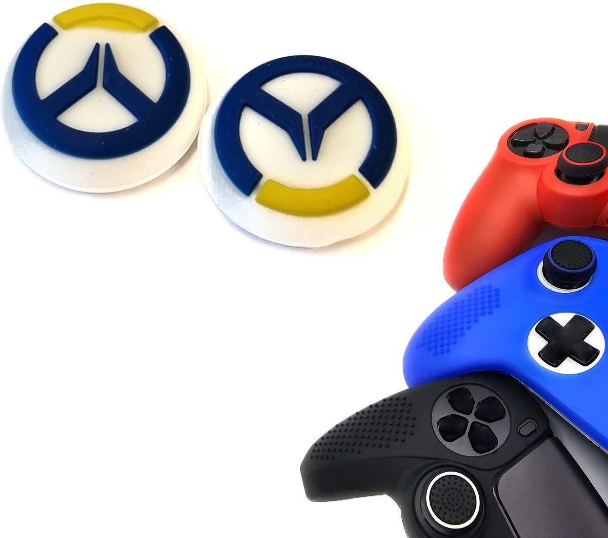 Gadgetpoint | Gaming Thumbgrips | Performance Antislip Thumbsticks | Joystick Cap Thumb Grips | Wit met Blauw/Geel | Accessoires geschikt voor Playstation PS4 PS5 & Xbox & Nintendo Pro Controller
