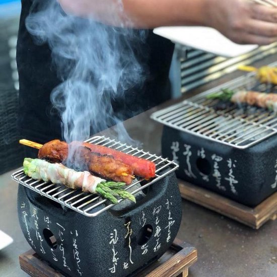 Konro Grill Mini Aluminium 15x15x13.5 cm - Japanse Barbecue - Hibachi BBQ — afbeelding 5