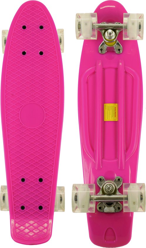 Sajan - Skateboard - LED - Penny board - Roze - 22.5 inch - 56cm -  Skateboard met... | bol.com
