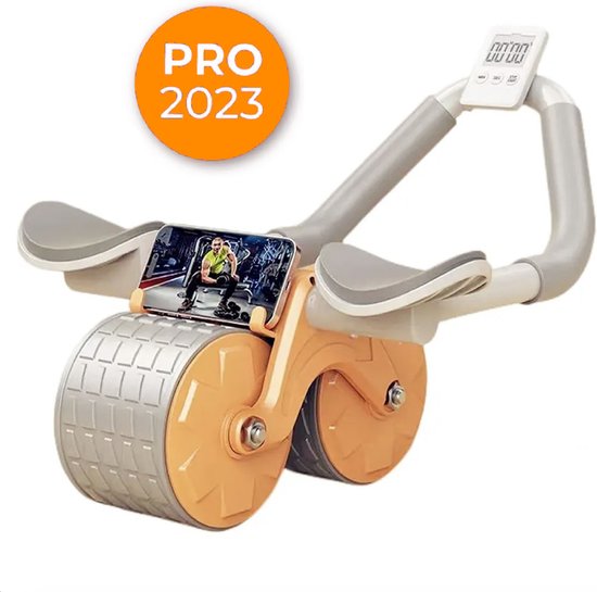 Foto: Ab roller multifunctioneel voor buikspieren ab roller wheel rebound timer buikspiertrainer buikspier roller oranje orange