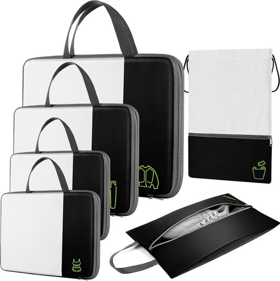 Packing Cubes 6-delige Set, Koffer-Organizer voor Vakantie En Reizen Pakkubussen, Schoenentassen, Opbergtassen, Reistorganizers (Lichtroze