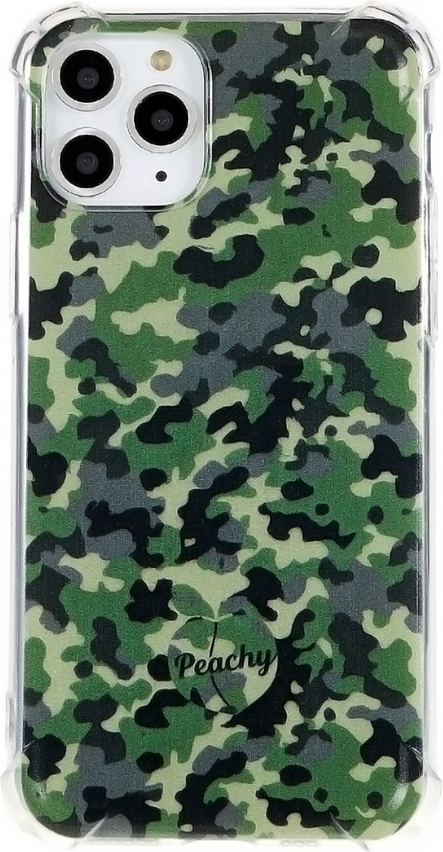 Peachy Leger Camouflage Survivor TPU hoesje geschikt voor iPhone 11 Pro Max - Army Groen