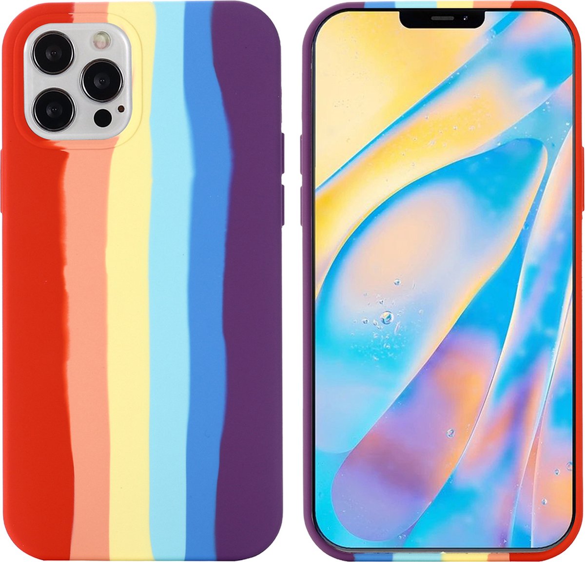 Peachy Rainbow Pride siliconen hoesje geschikt voor iPhone 13 Pro - pastel