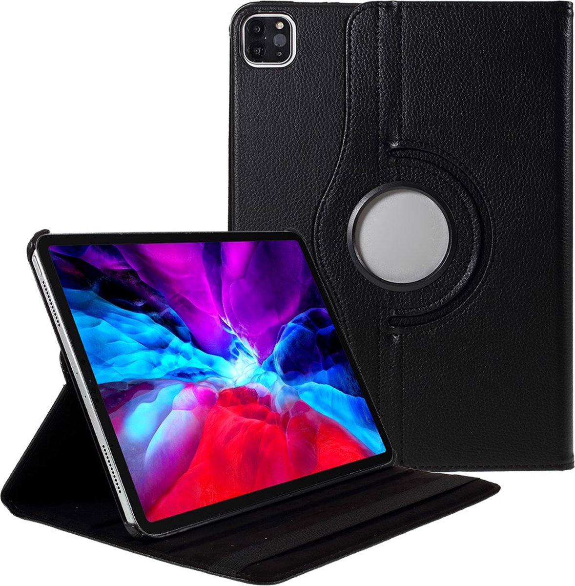 Peachy 360 Rotating bookcase hoes geschikt voor iPad Pro 11 inch (2018 2020 2021 2022) & iPad Air 4 en 5 - zwart