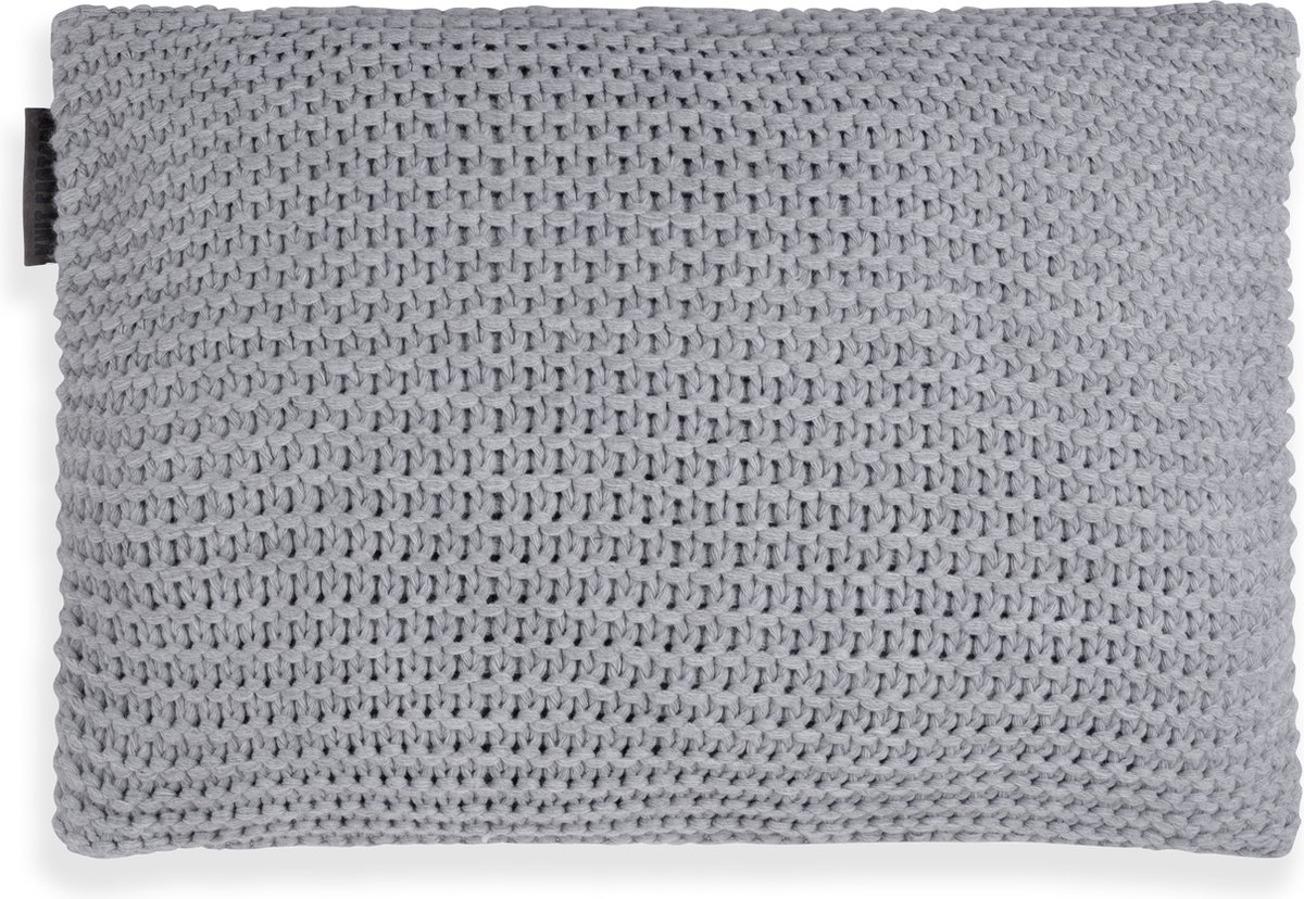 Knit Factory Vinz Sierkussen - Rechthoekig kussen - Kussen woonkamer - Bank kussen - Decoratie kussen - Licht Grijs - 60x40 cm - Kussenhoes inclusief kussenvulling