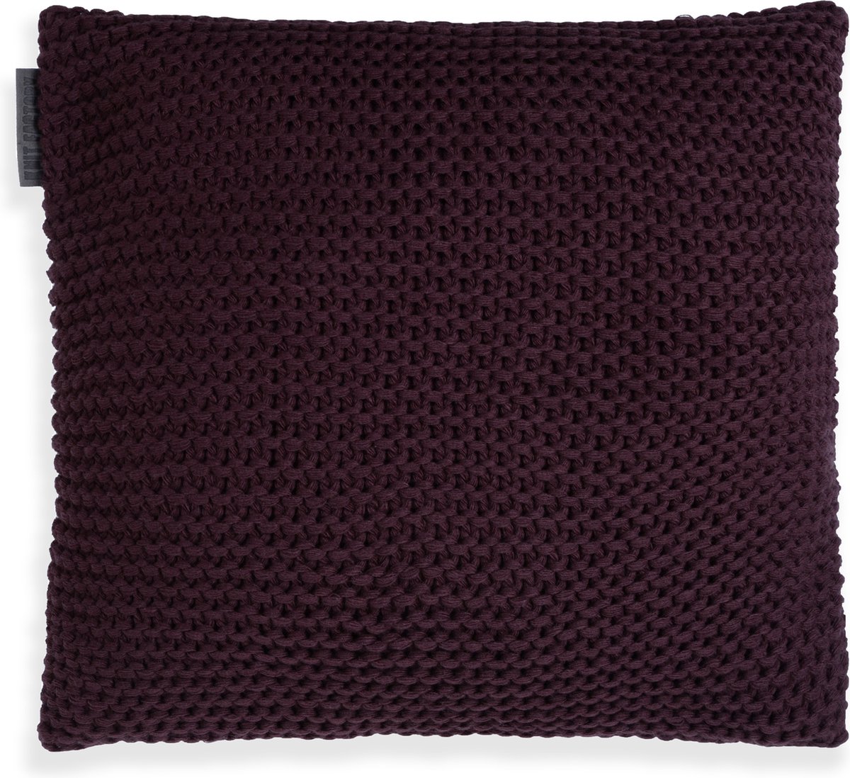 Knit Factory Vinz Sierkussen - Vierkant kussen - Kussen woonkamer - Bank kussen - Decoratie kussen - Aubergine - 50x50 cm - Kussenhoes inclusief kussenvulling