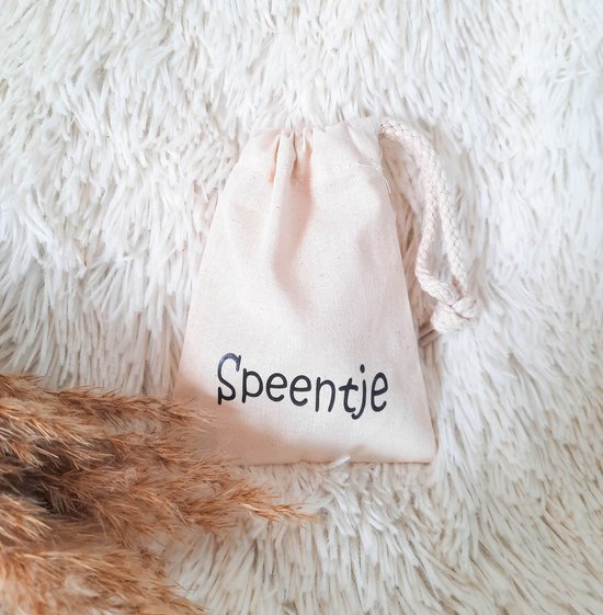 Organizer - Speentje - Gifts by M - Speenzakje - Luiertas - Opbergzakje - Hygiënisch - Baby - Trekkoord - Katoen - Naturel - Kraamcadeau van Gifts by M — afbeelding 3