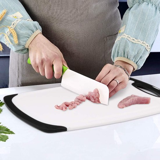 Smyidel Set De 3 Planches à Découper Plastique Anti-bactériennes - Avec Rainure De Jus Et Poignée - Lave-vaisselle Safe