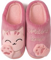 Geweo Pantoffels - Sloffen - Open Sloffen -Fluffy Slippers - Dicht Sloffen - Rood - Maat 3839