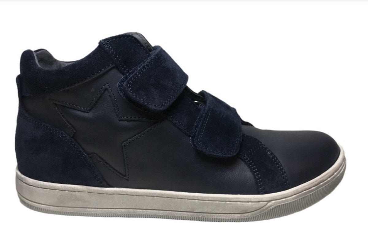 Naturino Clay Star 2 velcro's ster lederen hoge sneakers navy