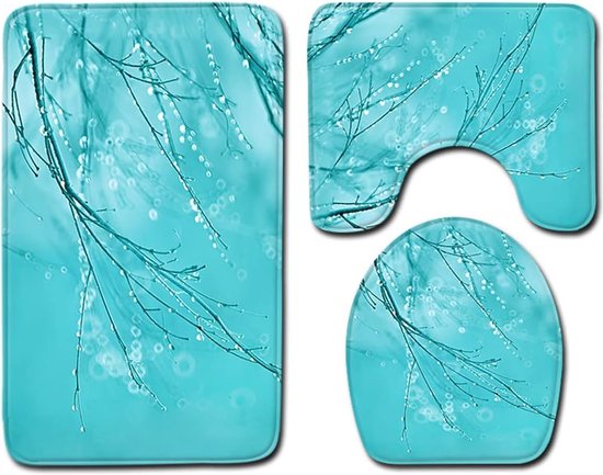 chakme Badkamermatten set 3-delig, geplaveide traagschuim badmat, antislip, absorberend, wasbaar, donkergrijs, 81 x 51 cm, 61 x 43 cm