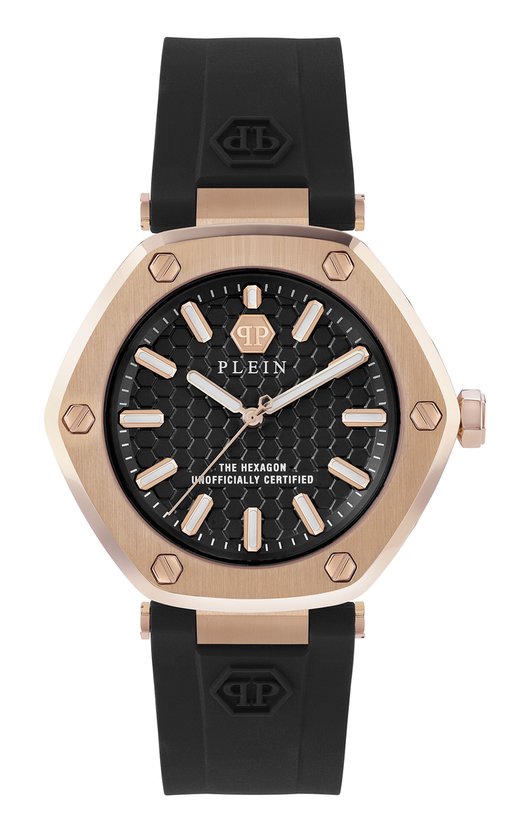 Philipp Plein The Hexagon PW1BA0323 Horloge - Siliconen - Zwart - Ø 38 mm