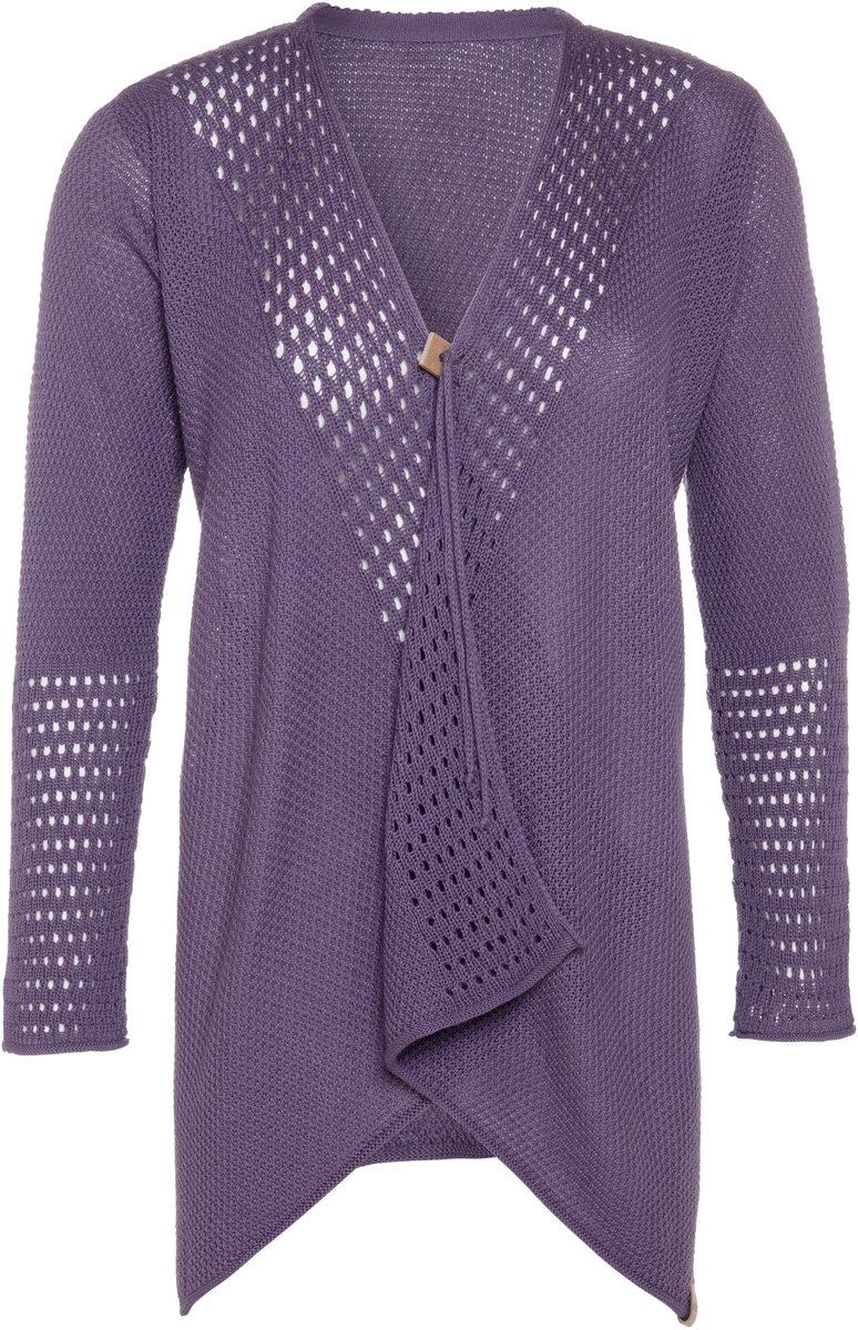 Knit Factory April Gebreid Vest - Cardigan dames - Luchtig paars zomervest - Damesvest gemaakt van 50% katoen en 50% acryl - Violet - 40/42
