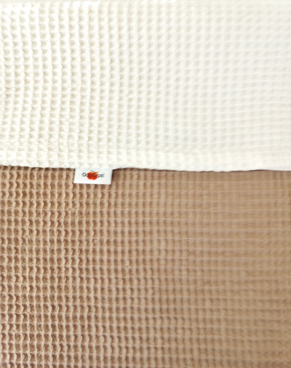 Oogappel Dubbele Wafelstof Wiegdeken 75x100 cm Donker Beige-Bruin-Offwhite