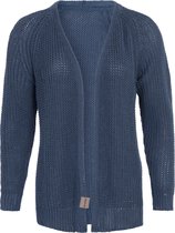 Daisy Short Knitted Women's Cardigan - Cardigan printemps-été - Cardigan pour femme composé à 80% de coton recyclé - Jeans - 40/42